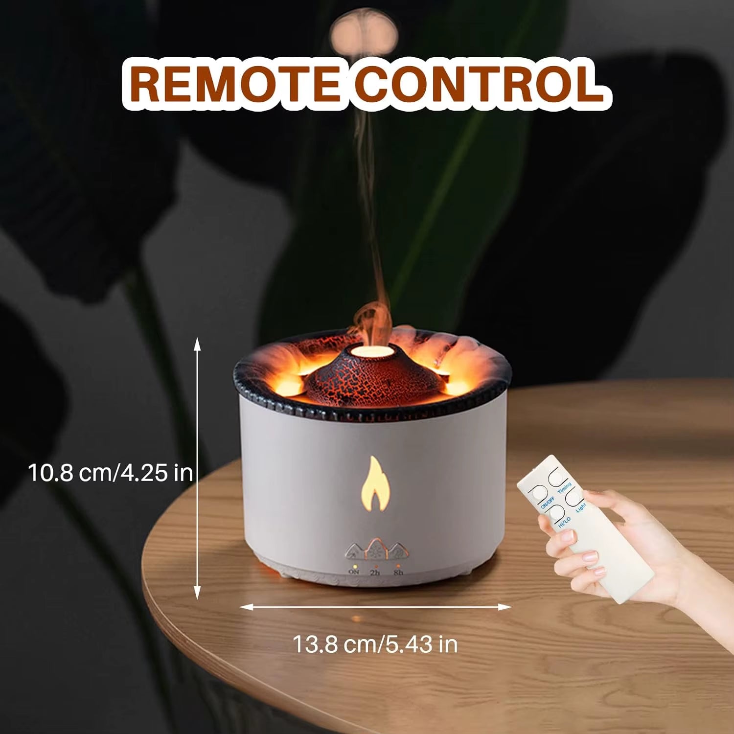 Volcano Humidifier Aromatherapy Essential Oil Diffuser 2 Mist Modes 300Ml/10.56Oz with Timer and Waterless Auto-Off for Home