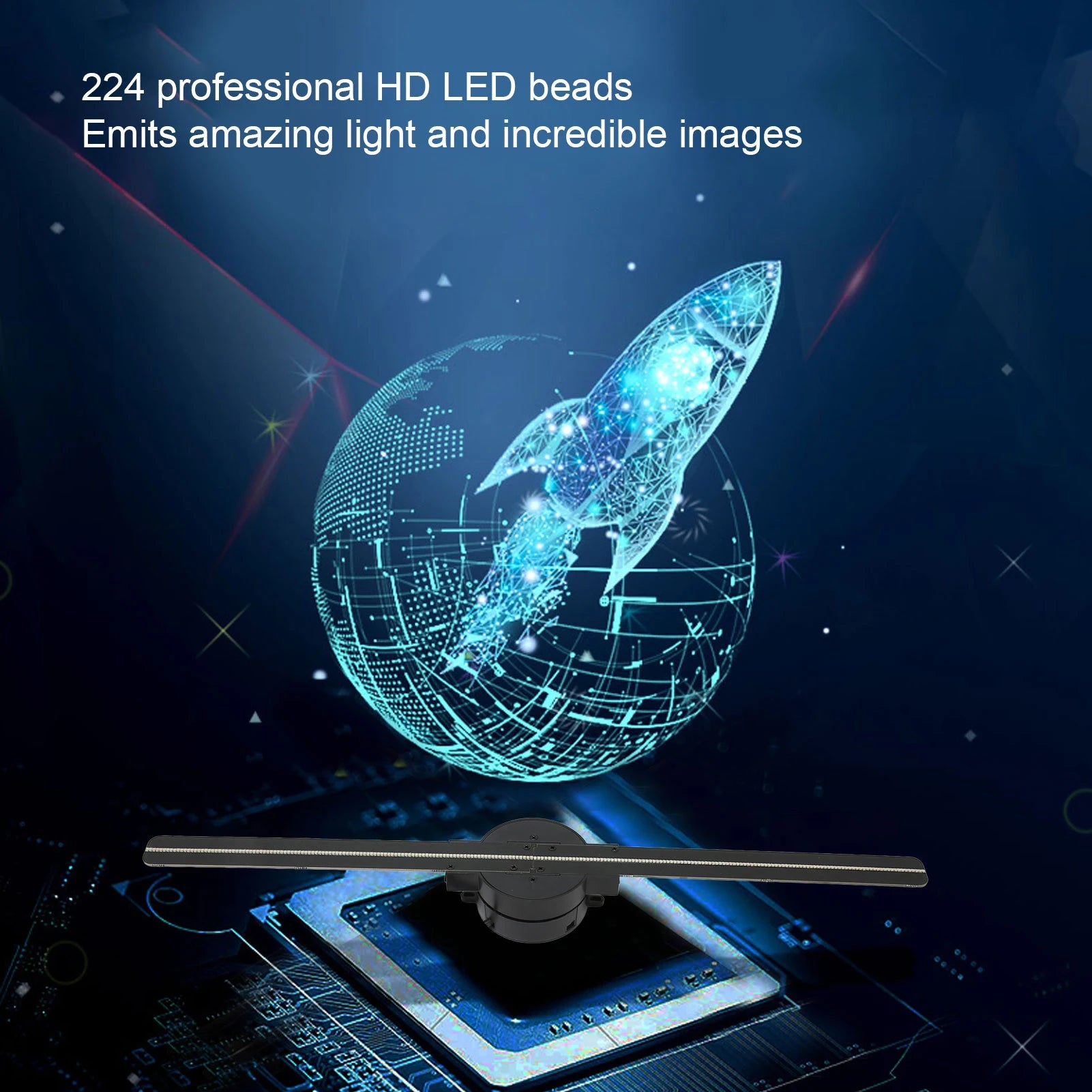 3D Hologram Fan 16.5In 2000X224 Wifi 3D Projector with 224 LED Light Beads for Business Store Advertising 100‑240V